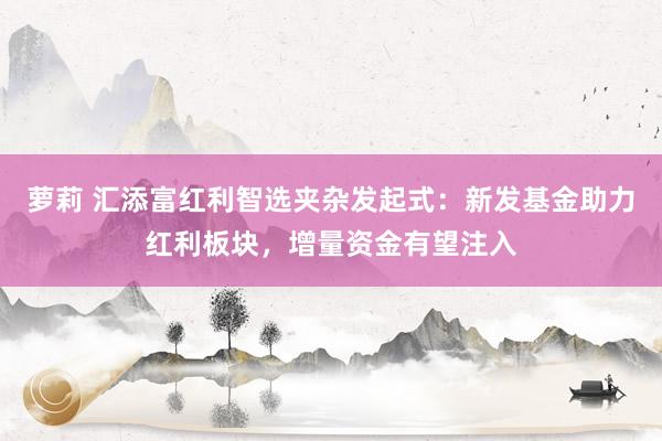 萝莉 汇添富红利智选夹杂发起式：新发基金助力红利板块，增量资金有望注入