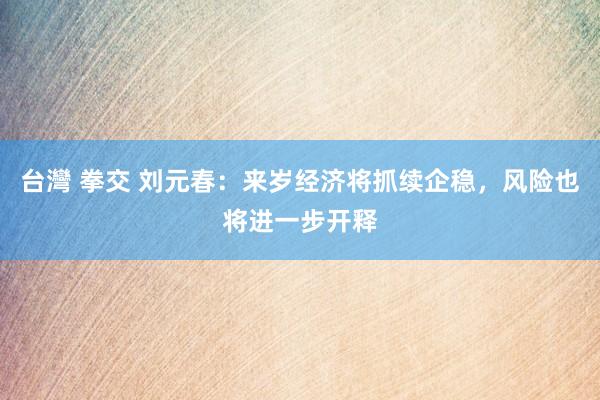 台灣 拳交 刘元春：来岁经济将抓续企稳，风险也将进一步开释