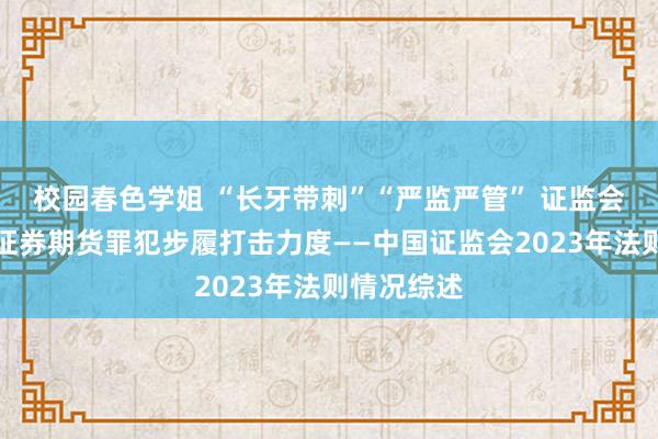 校园春色学姐 “长牙带刺”“严监严管” 证监会连续加大证券期货罪犯步履打击力度——中国证监会2023年法则情况综述