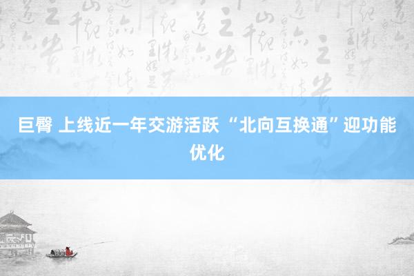 巨臀 上线近一年交游活跃 “北向互换通”迎功能优化